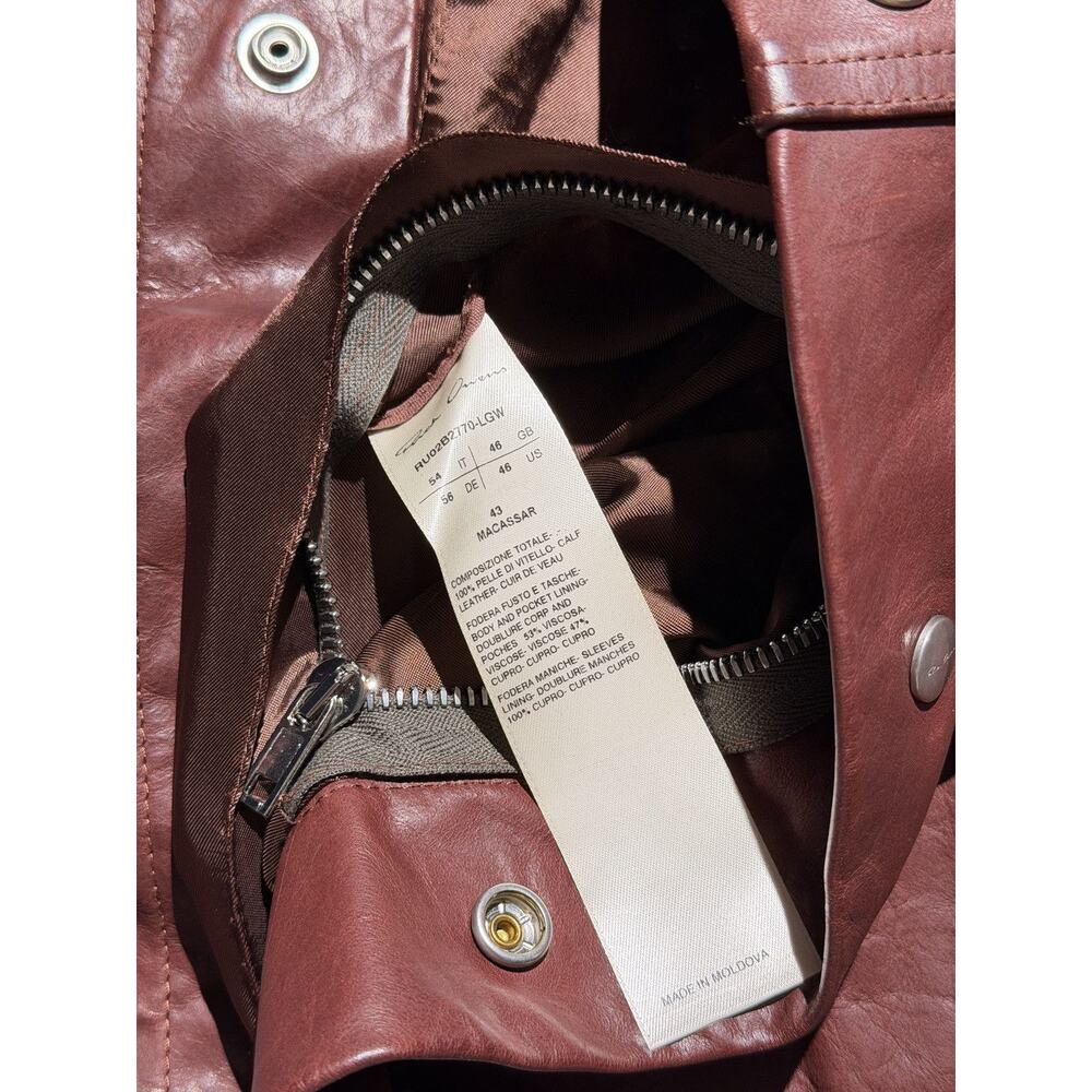 macassar snap button Leather Jacket - Picture 5 of 6